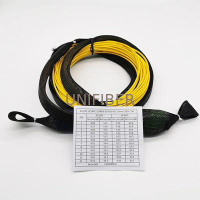 Op maat gemaakte 12 vezels OS2 Single Mode SC/UPC-SC/APC Indoor Multi-Fiber Pre Terminated Breakout Cable Met Pulling Eyes